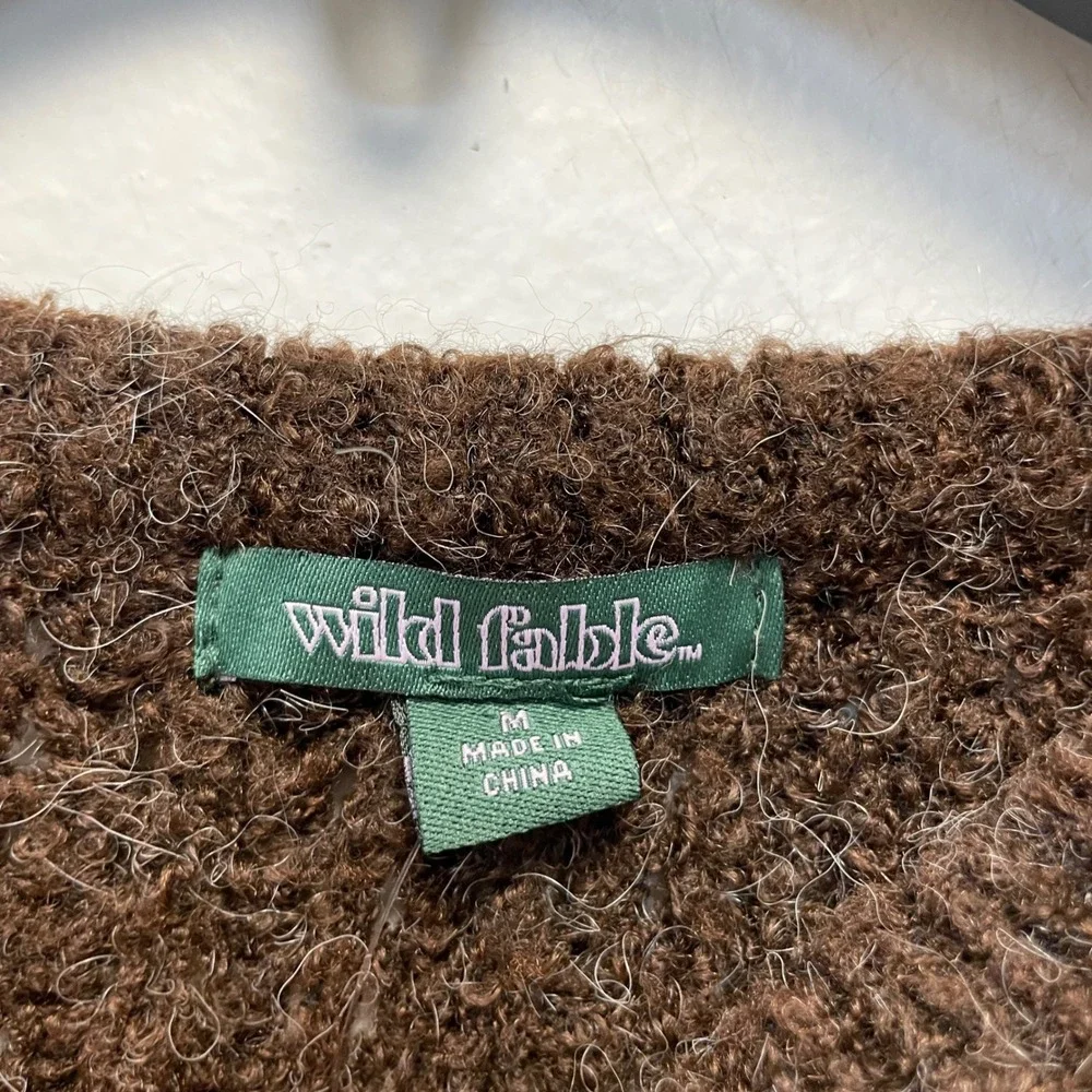 Wild Fable Women's Brown Alpaca Blend Boucle Oversized‎ Sweater Size Medium
